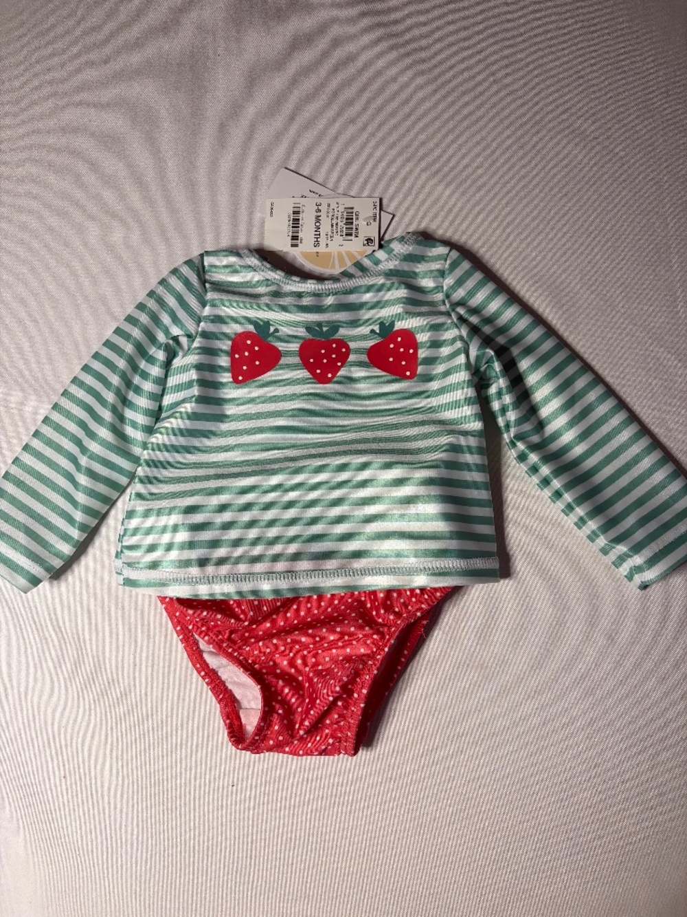 NWT First Impressions, 3 to 6 month Strawberry Stripe 2 piece Swimsuit